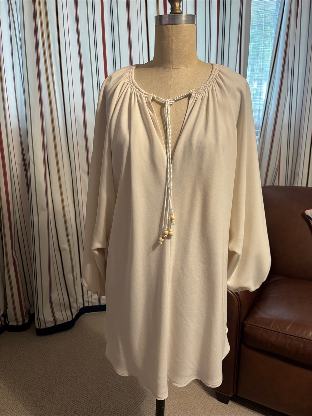 Elizabeth and James Cream Mini Dress with Rope Tie